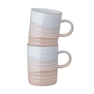 Kiln Coral geribbelde mok - Koraal-beige, 2-pack - Denby