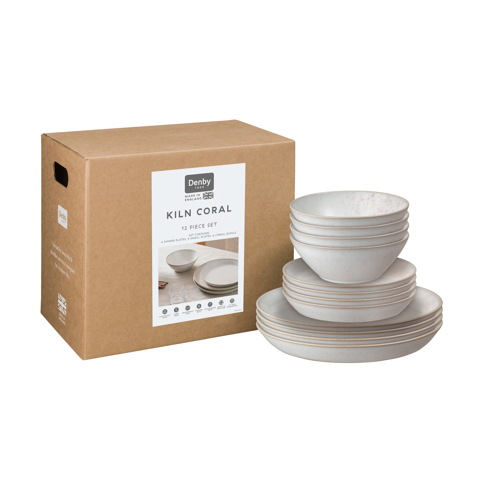 Kiln Coral serviesset, Koraal-beige, 12-delig Denby