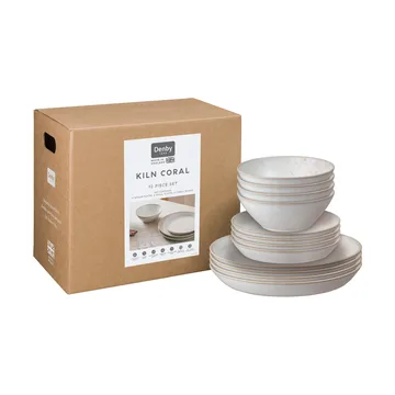 Kiln Coral serviesset - Koraal-beige, 12-delig - Denby