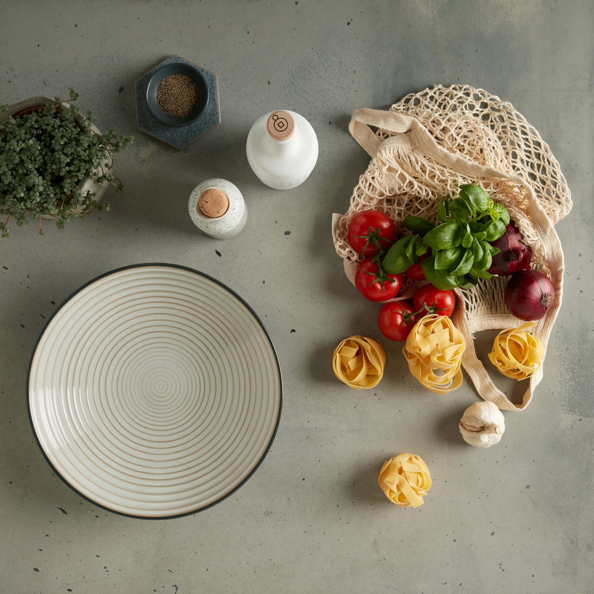 Studio Grey geribbelde kom 31 cm, Granite Denby