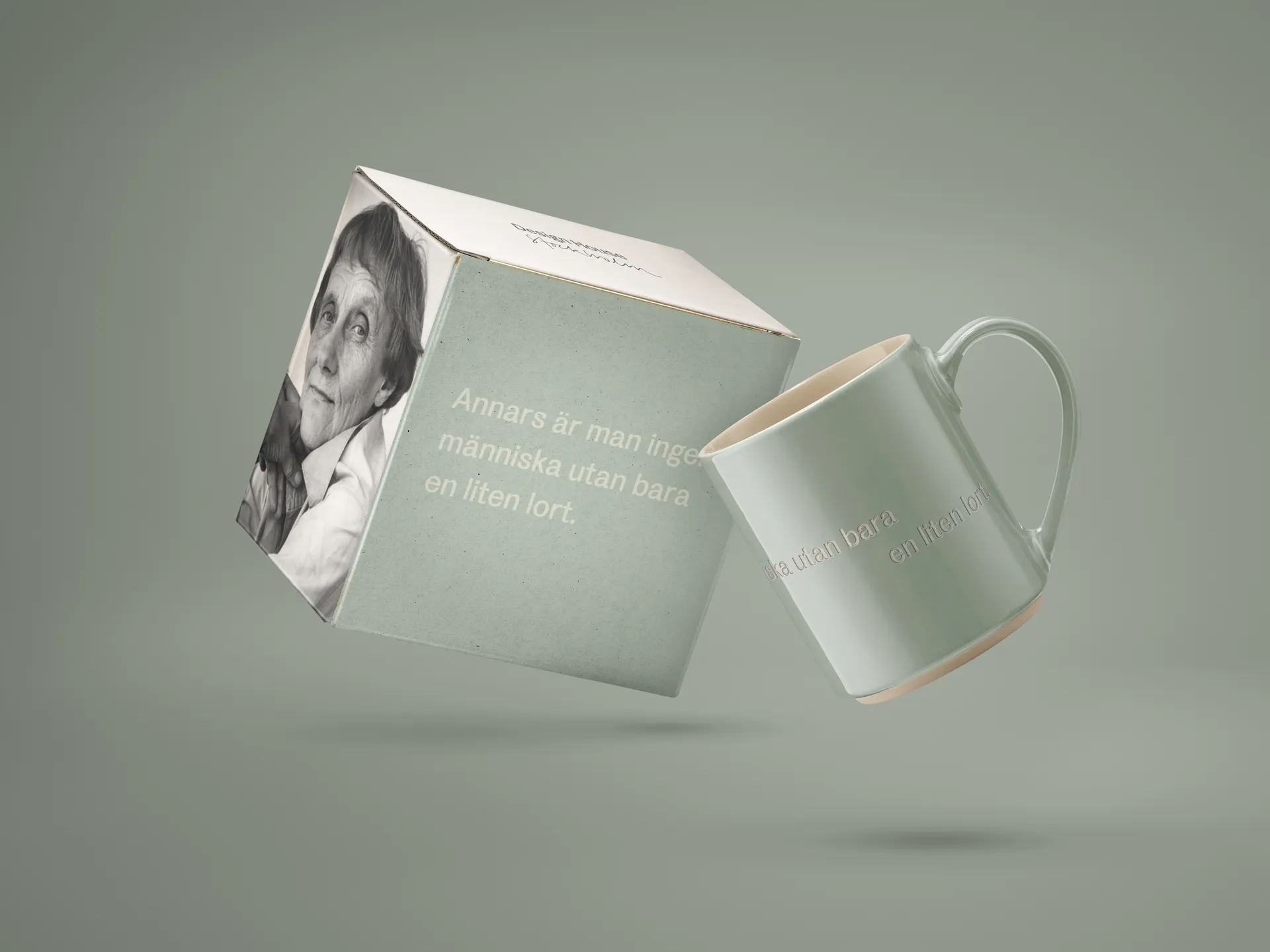 Astrid Lindgren mok, "annars är man ingen människa", Zweedse tekst Design House Stockholm