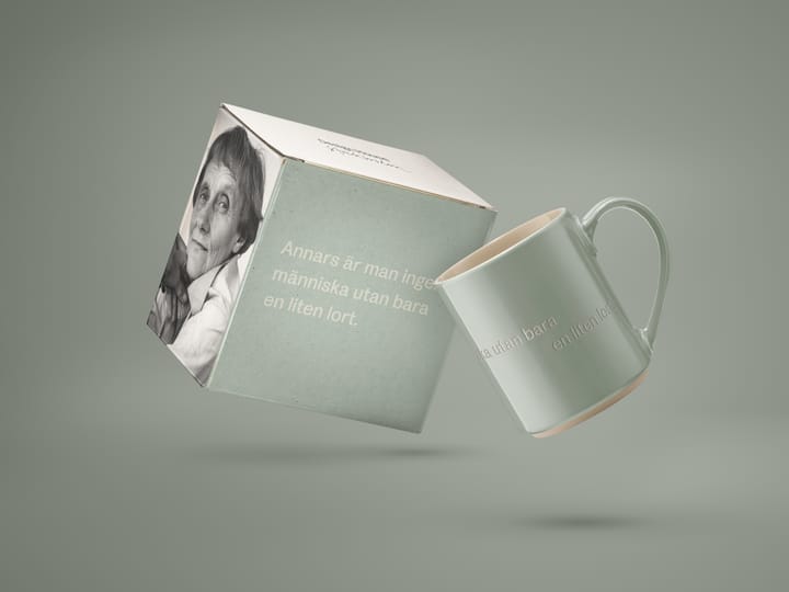 Astrid Lindgren mok, "annars är man ingen människa", Zweedse tekst Design House Stockholm