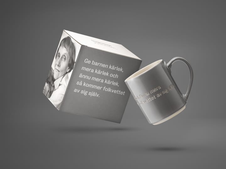 Astrid Lindgren mok - Give the children love, grijs-Zweeds Design House Stockholm