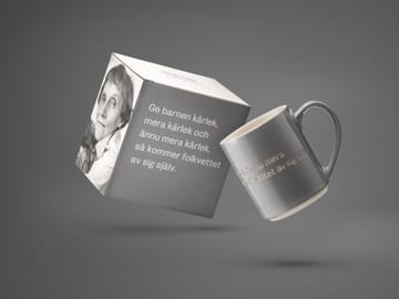 Astrid Lindgren mok - Give the children love - grijs-Zweeds - Design House Stockholm
