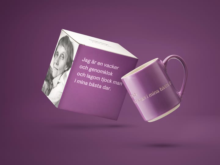 Astrid Lindgren mok - I am handsome, paars-Zweeds Design House Stockholm