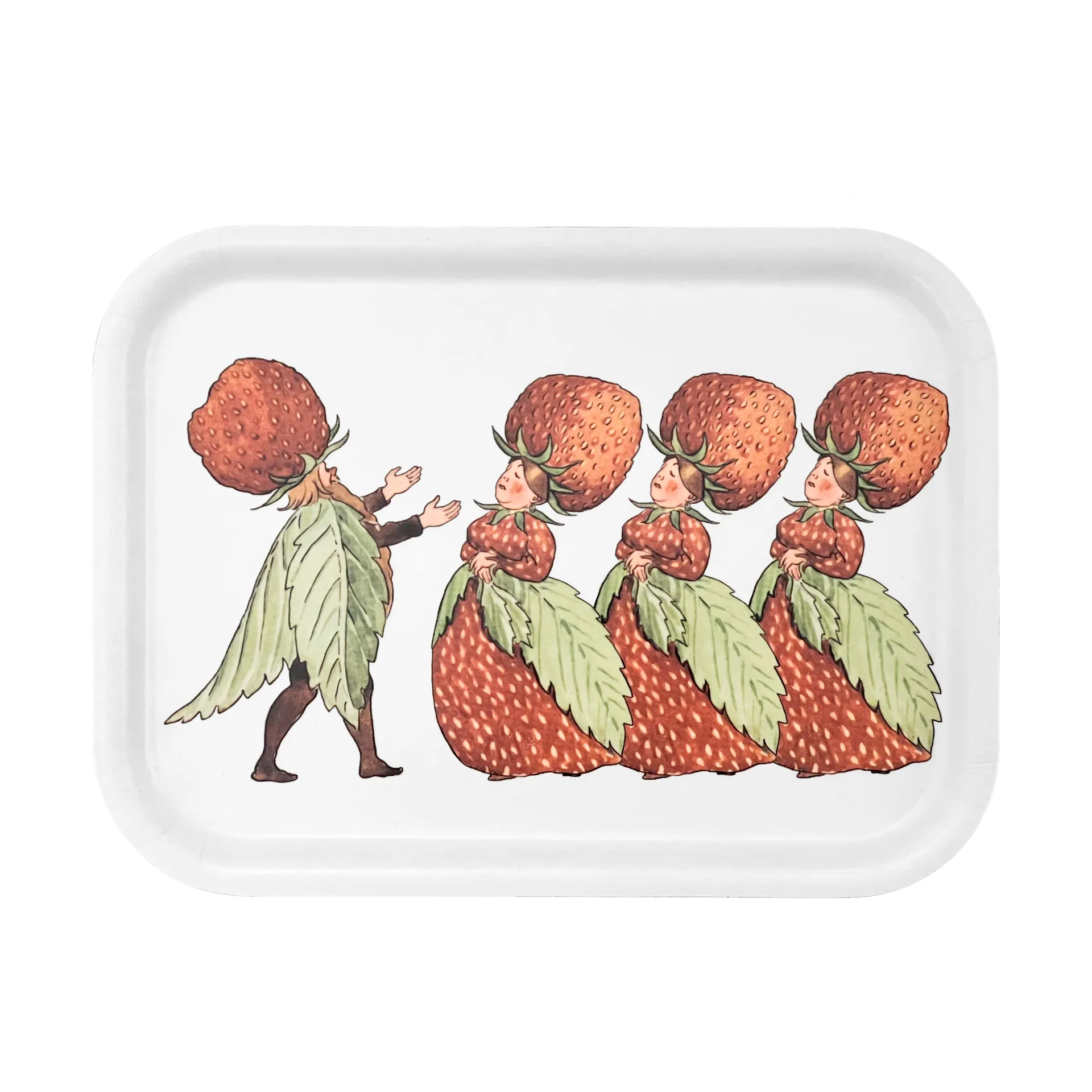 The Strawberry Family dienblad 20x27 cm, White Design House Stockholm
