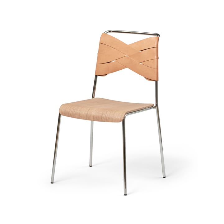 Torso Stoel - eikenhout, natuurkleurig leer, verchroomde poten - Design House Stockholm