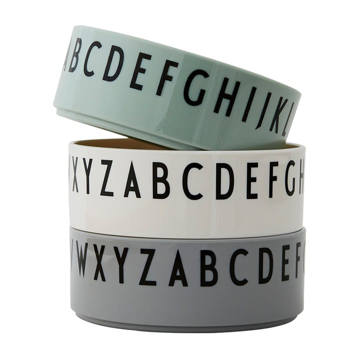 Breakfast Dinner Lunch kom 3-pack, Groen Design Letters
