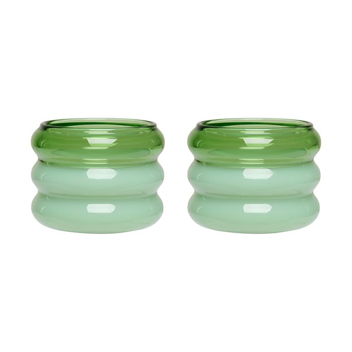 Bubble waxinelichtjeshouder Ø5,6 cm 2-pack, Green-milky green Design Letters