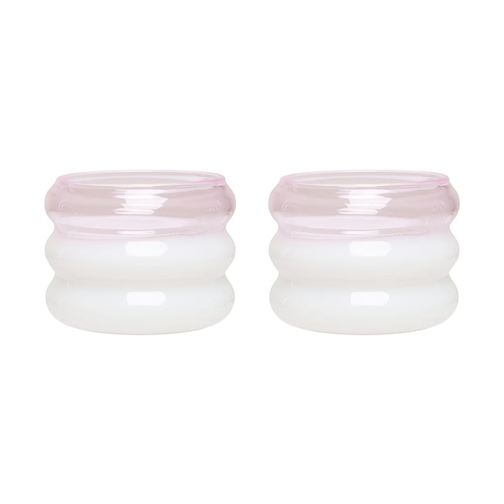 Bubble waxinelichtjeshouder Ø5,6 cm 2-pack - Milky white-pink - Design Letters