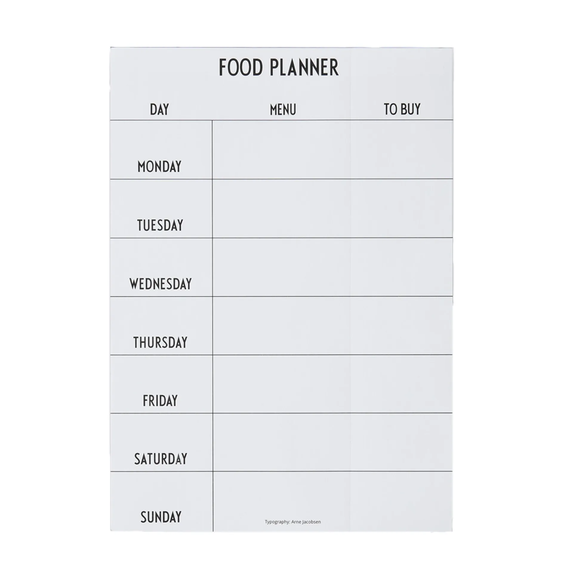 Design Letters Food planner, wit Design Letters