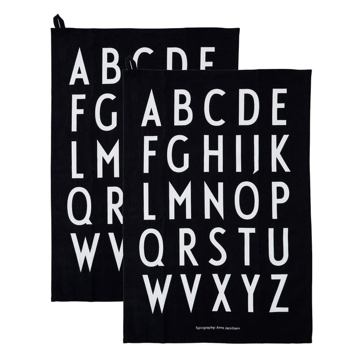 Design Letters keukenhanddoek 40x60 cm 2-pack - Zwart - Design Letters