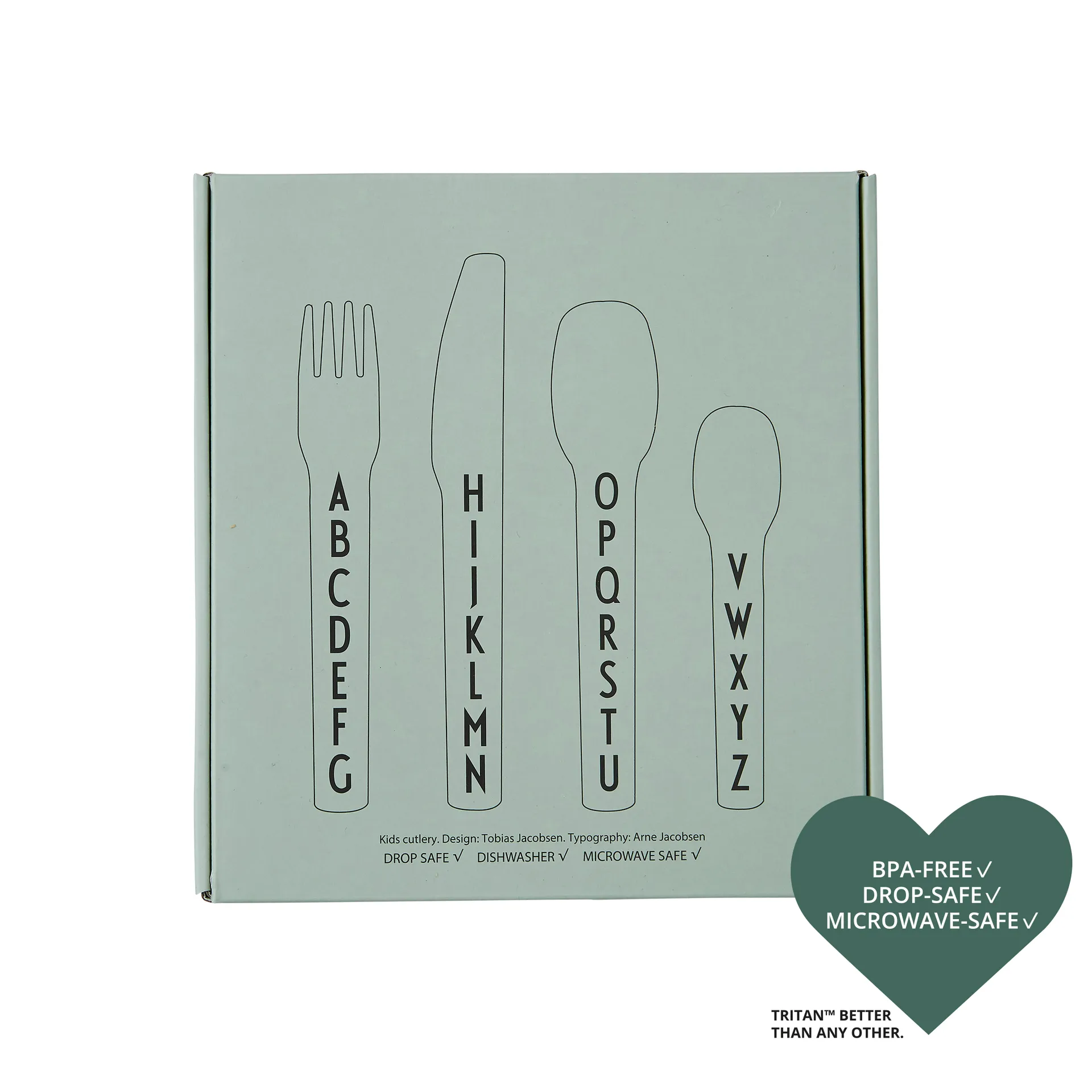 Design Letters kinderbestek melamine, Groen Design Letters
