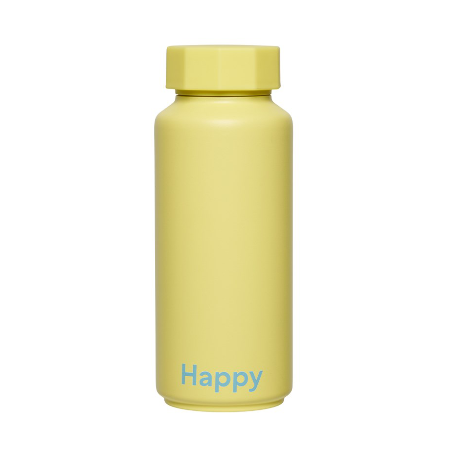 Design Letters thermosfles Happy-geel | Scandinavisch Interieur | Waterflessen | Geel