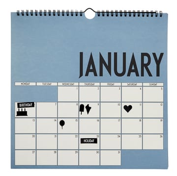 Design Letters wandkalender 2020 - Blauw - Design Letters