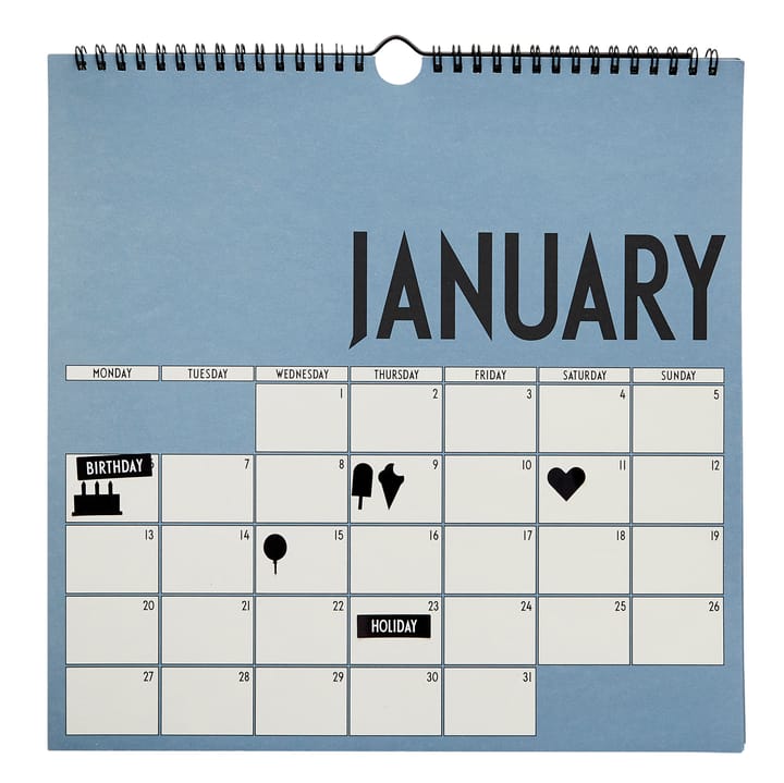 Design Letters wandkalender 2020, Blauw Design Letters