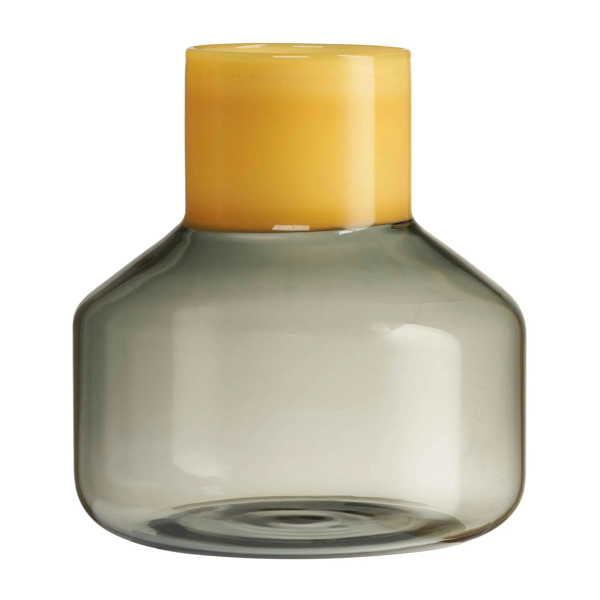 Generous vaas medium Ø13 cm, Milky yellow-smoke Design Letters