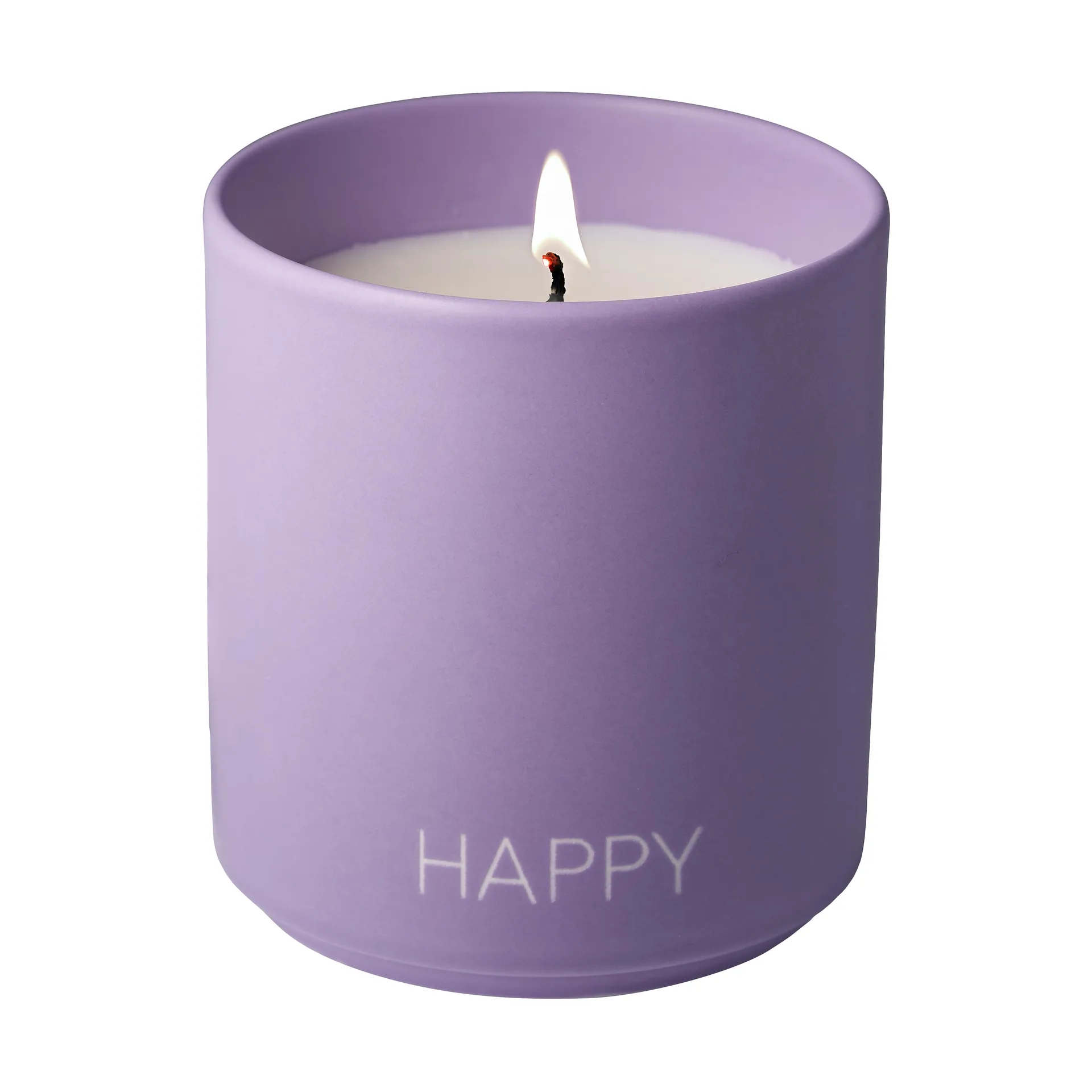 Geurkaars large Ø8 cm, Happy-purple Design Letters