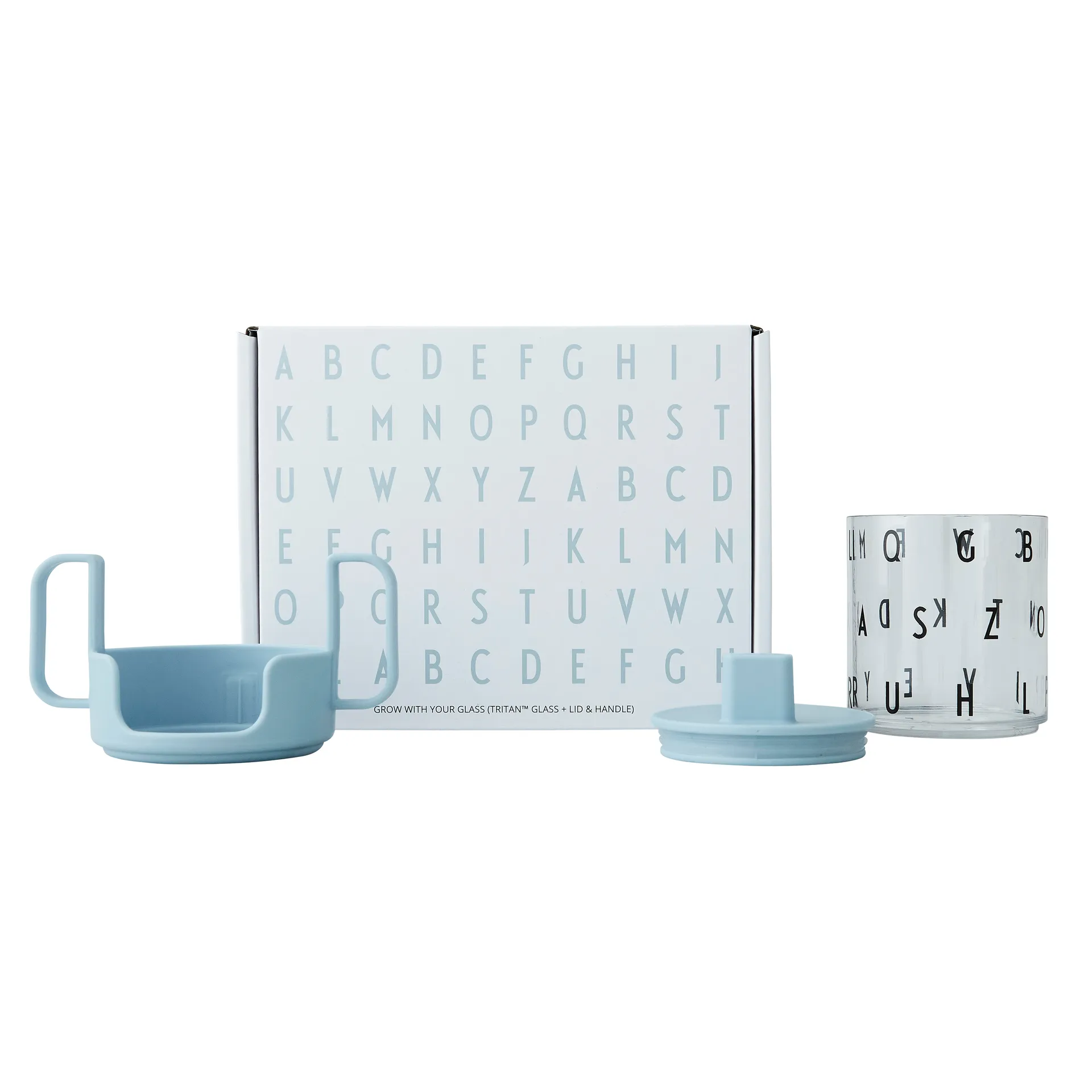 Grow with your cup beker, Lichtblauw Design Letters