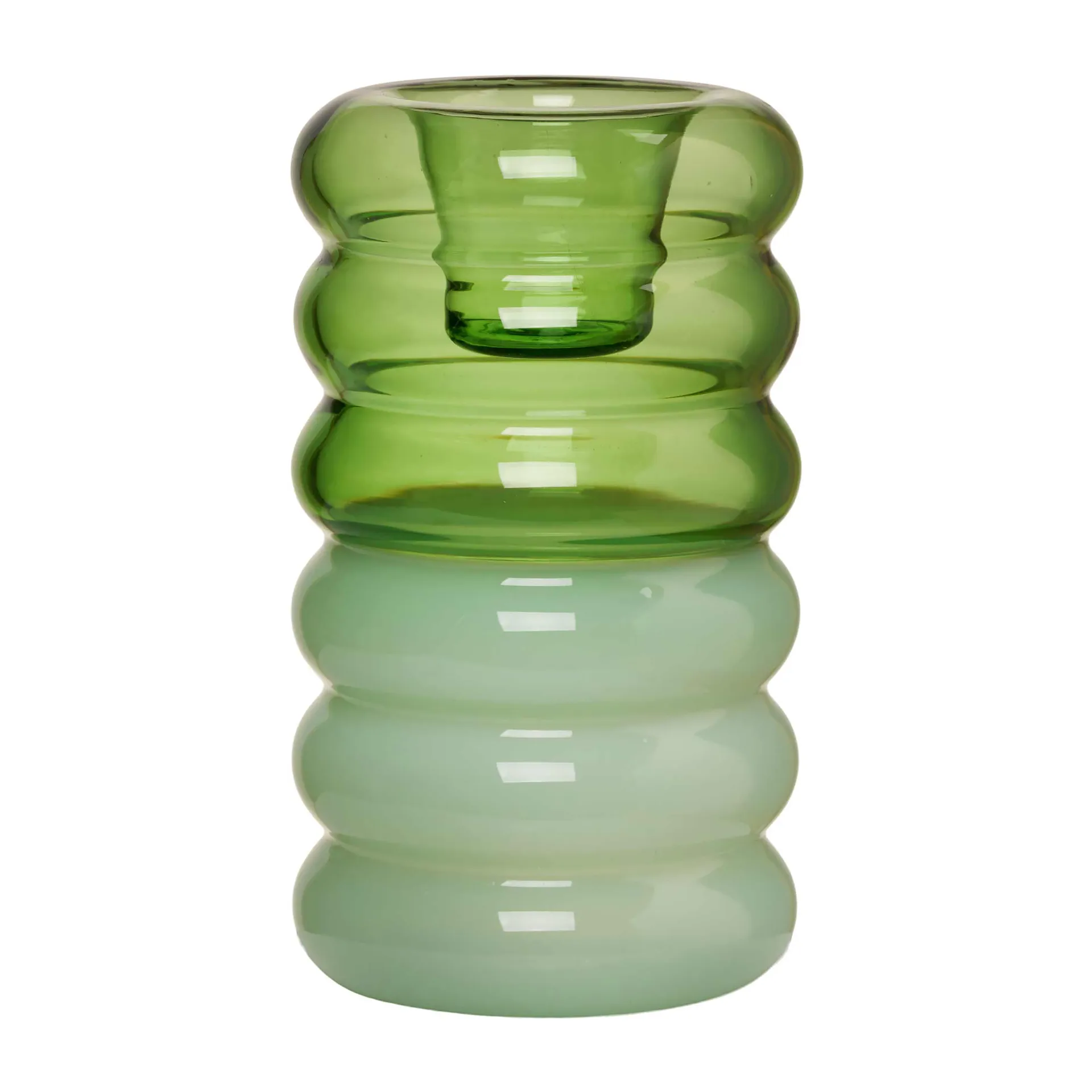 Hoop kandelaar Ø3,5x9 cm, Green-milky green Design Letters