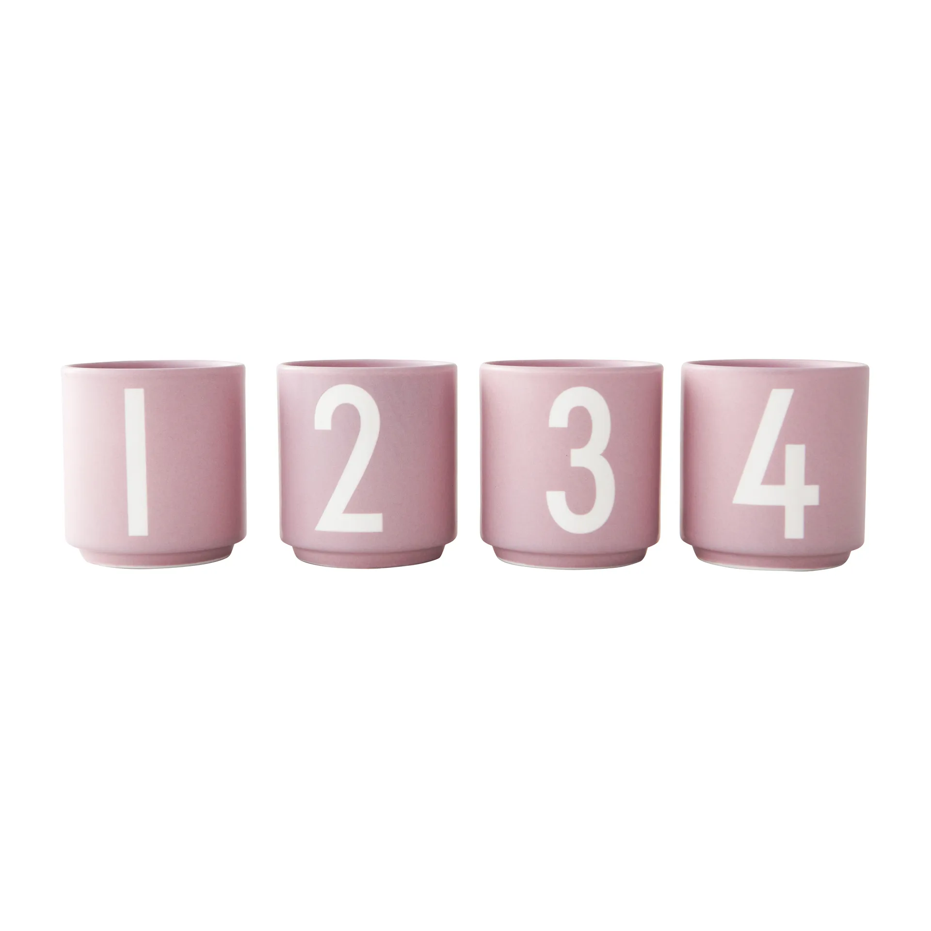 Mini Cups beker set van 4, Lavender Design Letters