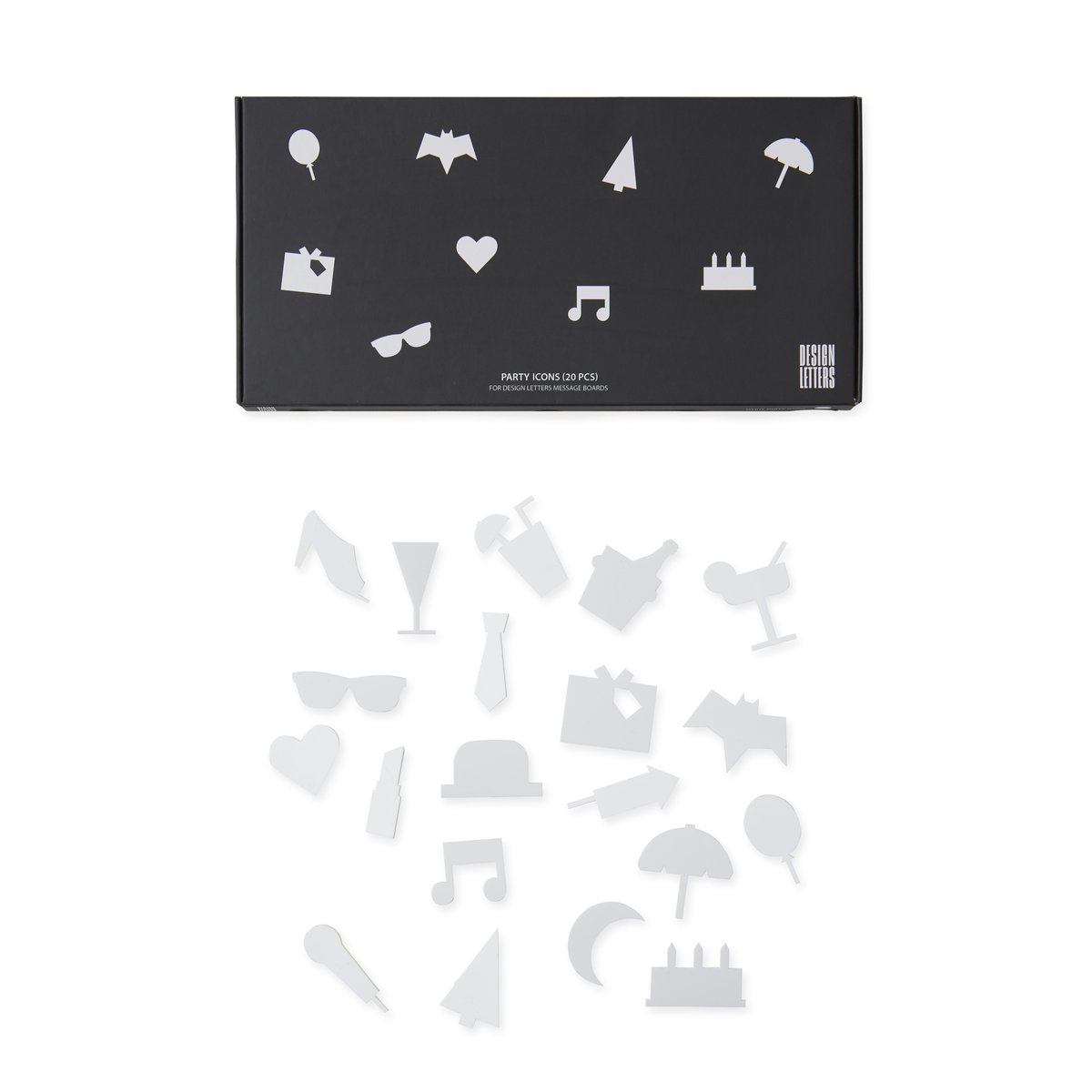 Design Letters Party icons voor letterbord 20-delig wit