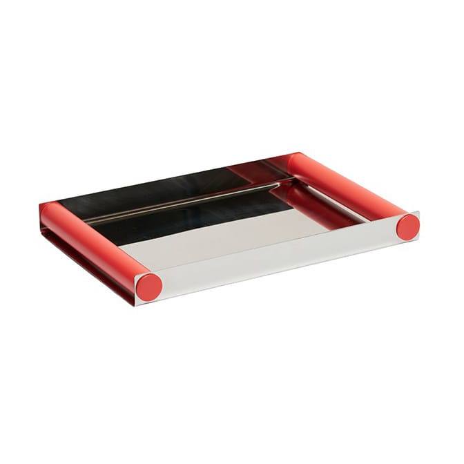 Ray tray disco dienblad 20,5x30 cm - Red coral-roestvrij staal - Design Letters