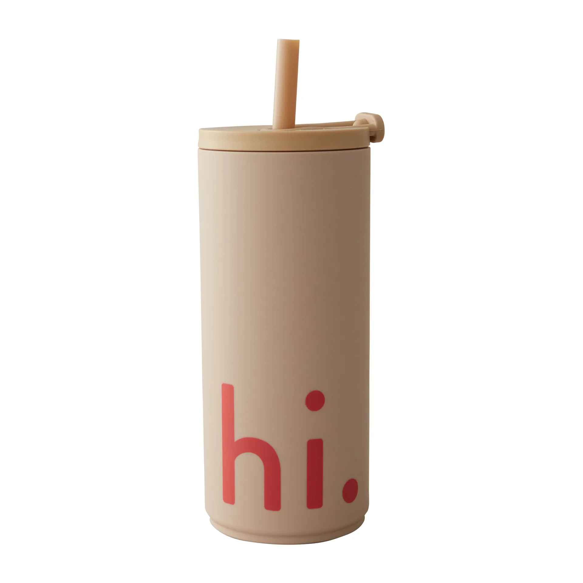 Travel Life thermosfles met rietje 50 cl, Hi-beige Design Letters