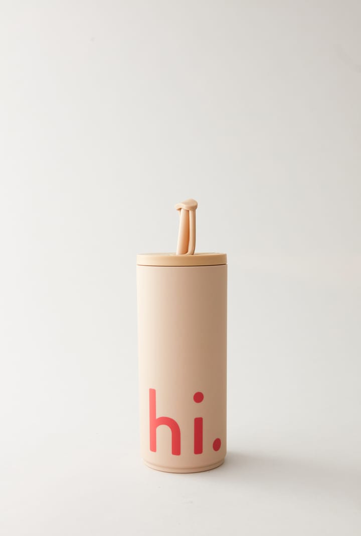 Travel Life thermosfles met rietje 50 cl, Hi-beige Design Letters
