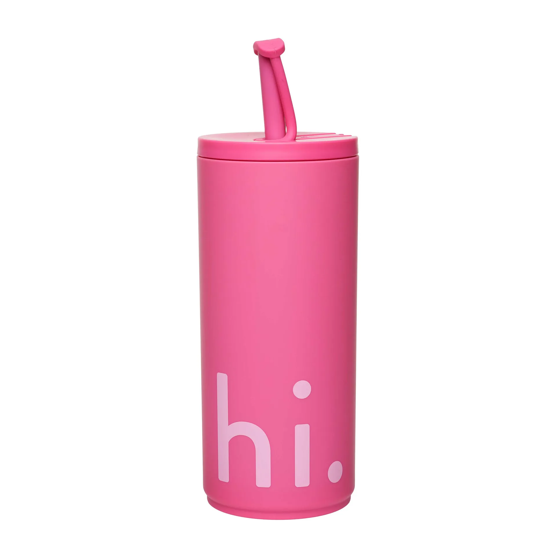 Travel Life thermosfles met rietje 50 cl, Hi-cherry pink Design Letters