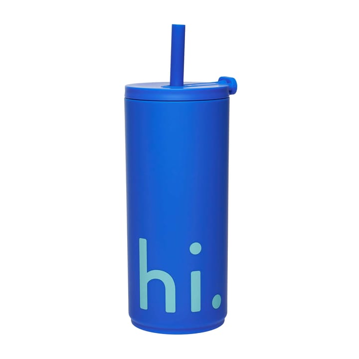 Travel Life thermosfles met rietje 50 cl - Hi-cobalt blue - Design Letters