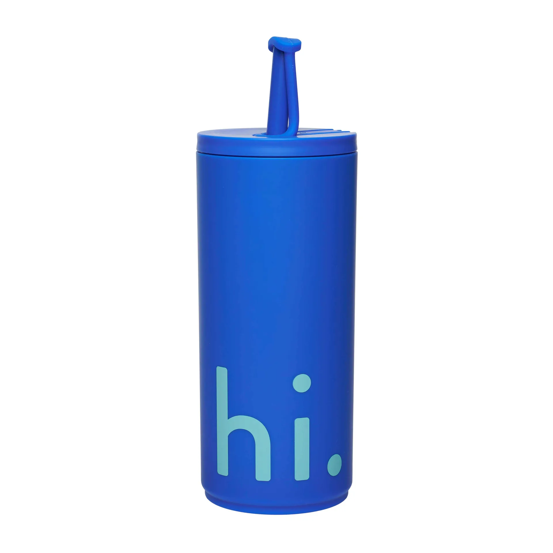 Travel Life thermosfles met rietje 50 cl, Hi-cobalt blue Design Letters