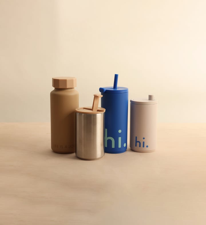 Travel Life thermosfles met rietje 50 cl, Hi-cobalt blue Design Letters