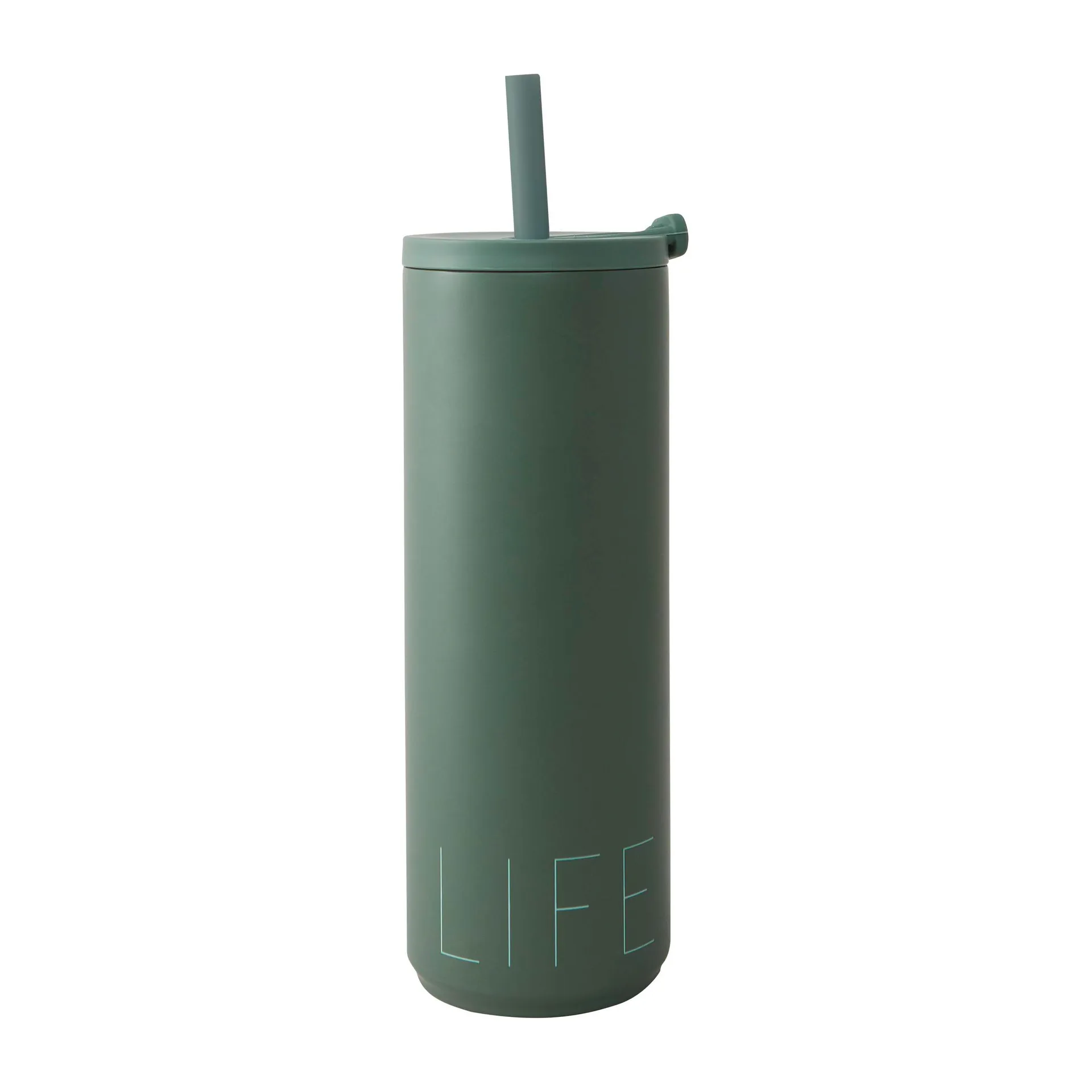 Travel Life thermosfles met rietje 50 cl, Myrtle green Design Letters