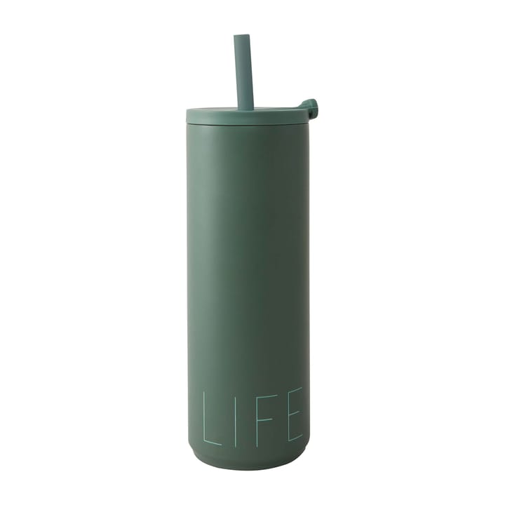 Travel Life thermosfles met rietje 50 cl - Myrtle green - Design Letters