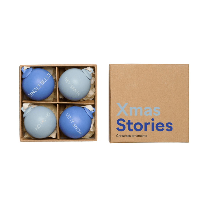 XMAS Stories kerstbal Ø4 cm 4-delig - Cobalt blue-light blue - Design Letters