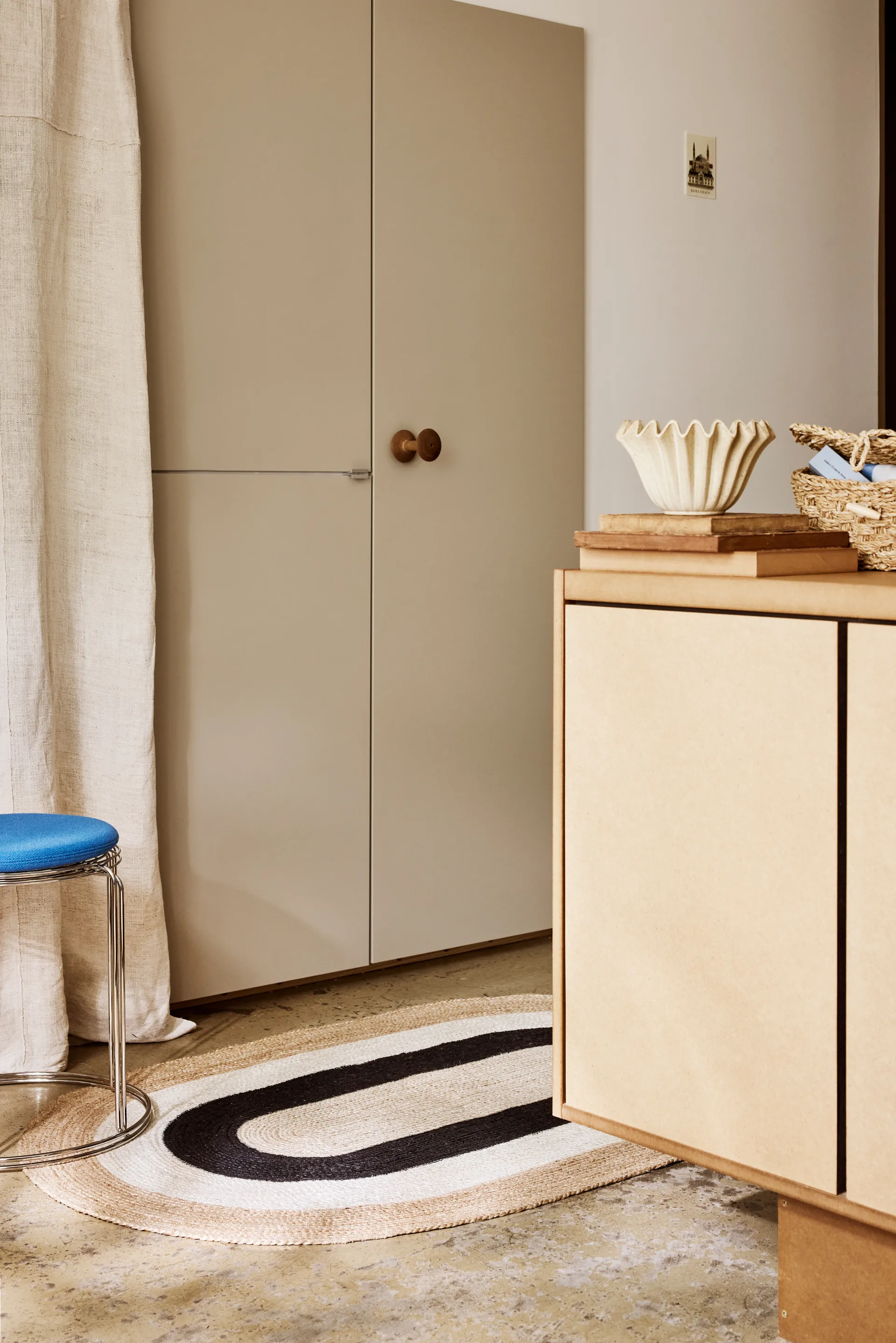 Elin gestreept ovaal jutekleed 92x150 cm, Black Dixie