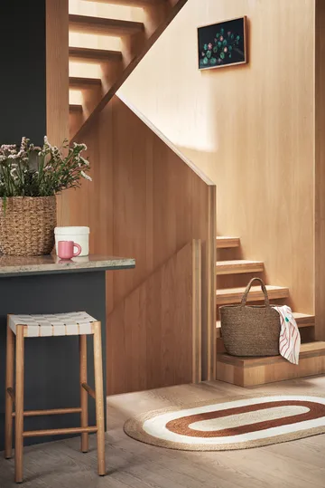 Elin gestreept ovaal jutekleed 92x150 cm - Brick - Dixie