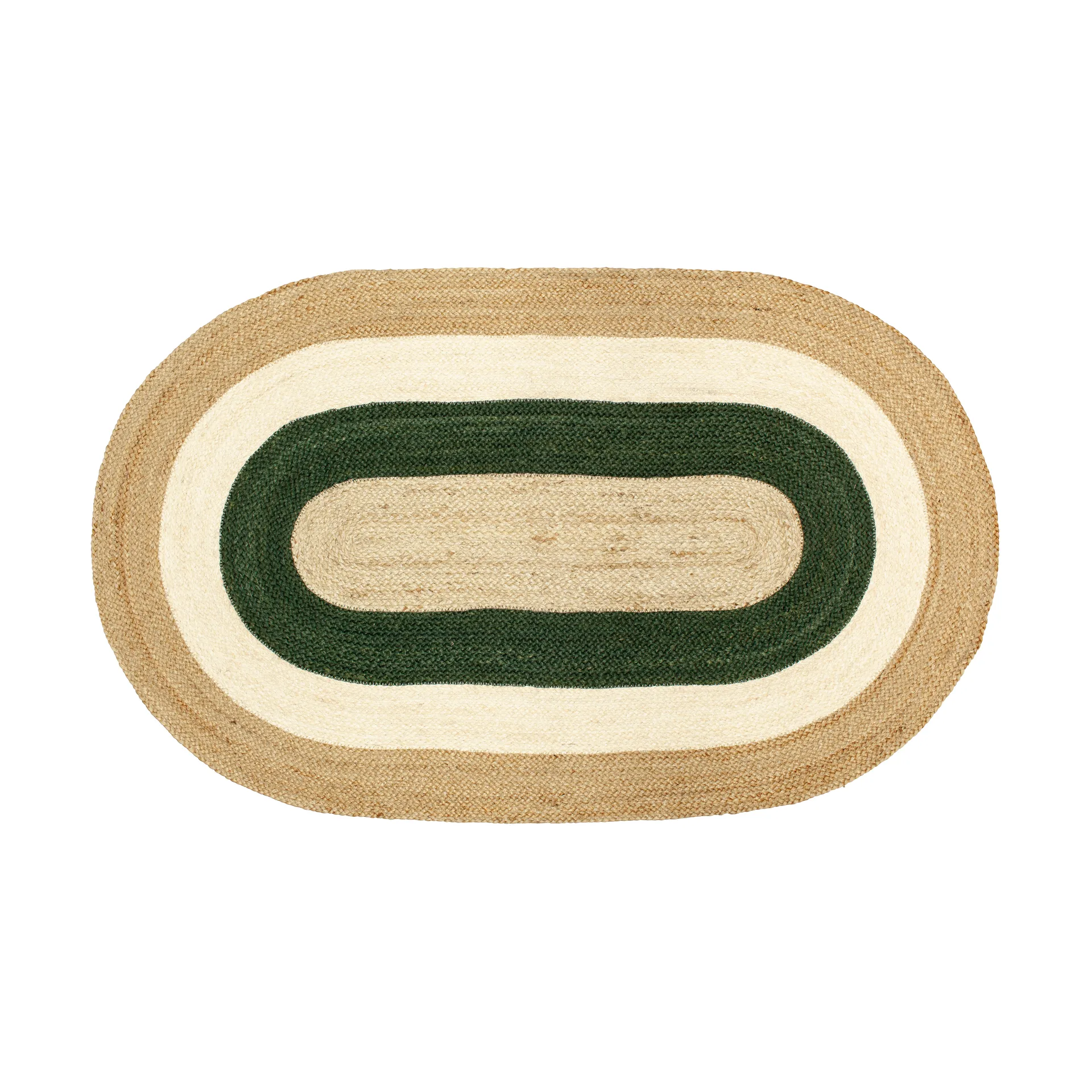 Elin gestreept ovaal jutekleed 92x150 cm, Green Dixie