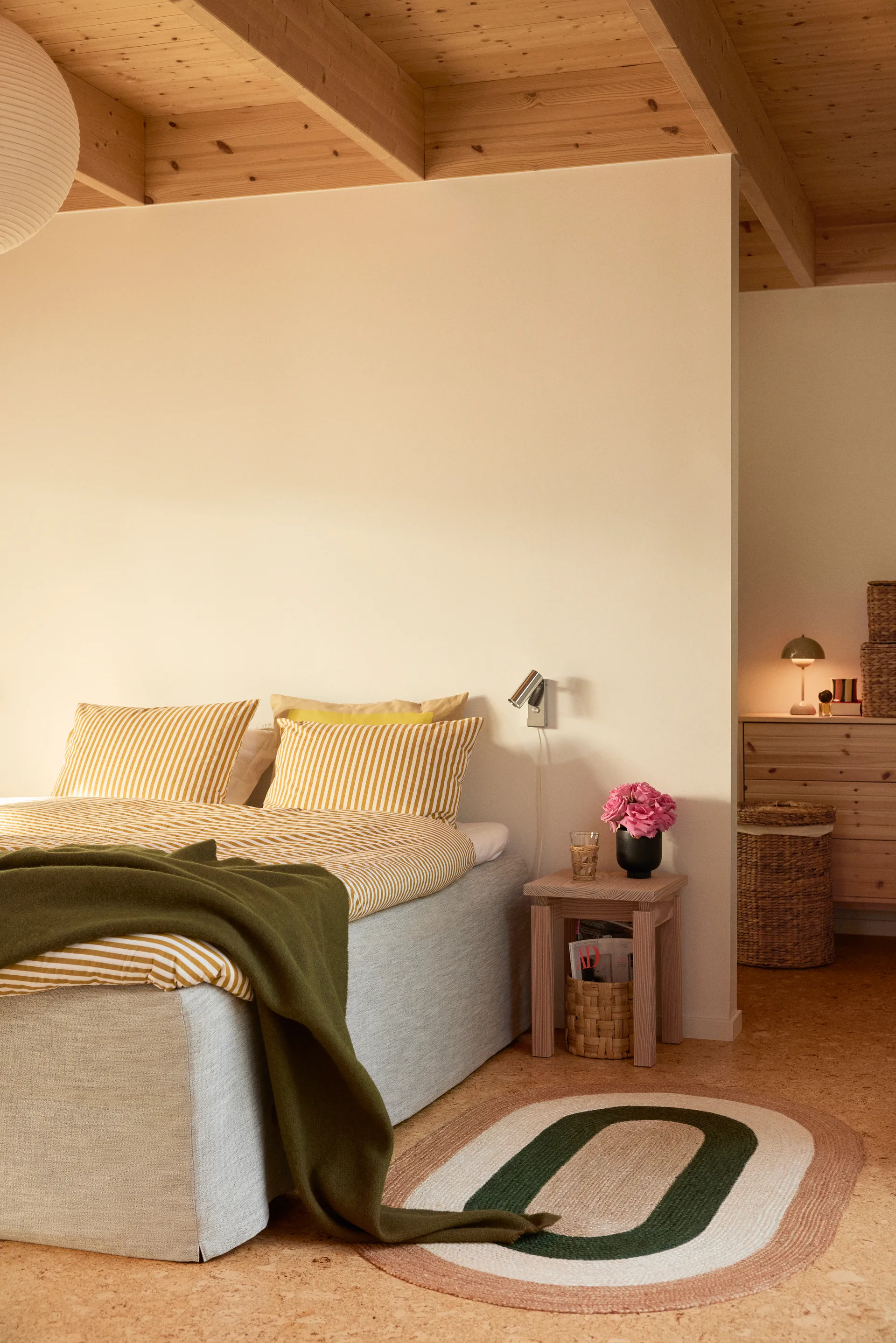 Elin gestreept ovaal jutekleed 92x150 cm, Green Dixie