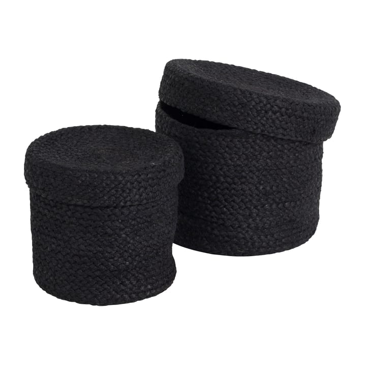 Elin opbergmand met deksel 2-pack - Zwart - Dixie