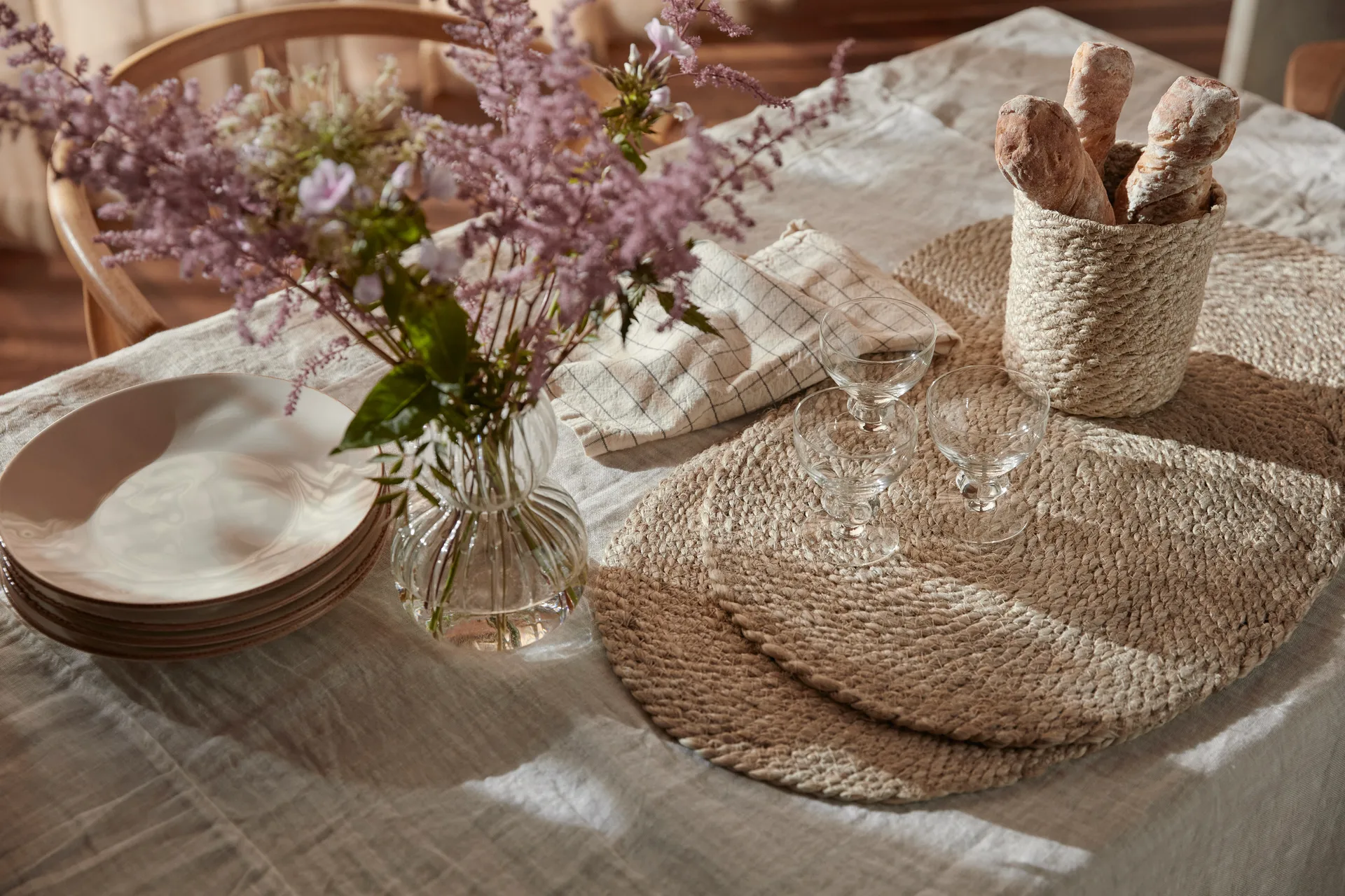 Elin placemat twist Ø38 cm, Natuur-grijs Dixie