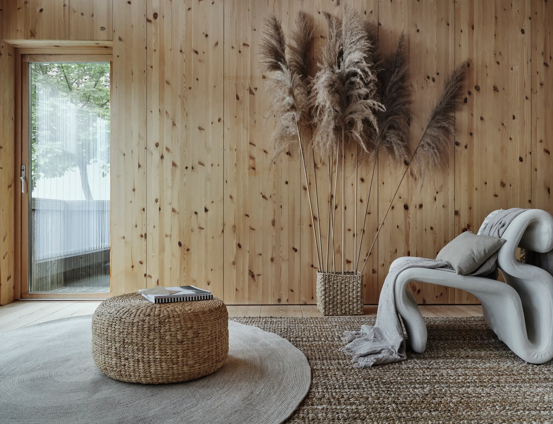 Ella jute vloerkleed Ø150 cm, Wit-natuur Dixie