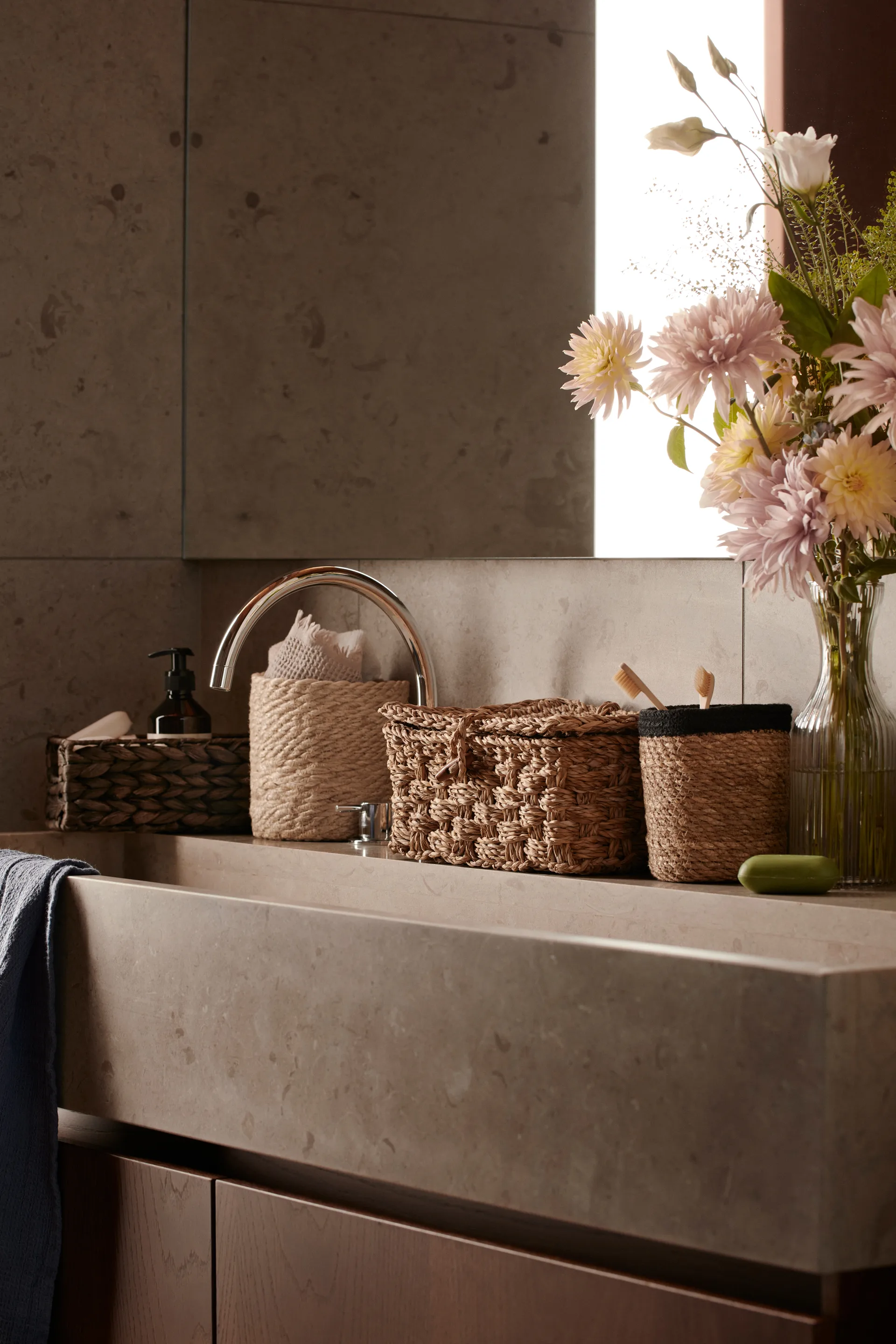 Emil opbergmand 3-pack small, Natuur-zwart Dixie