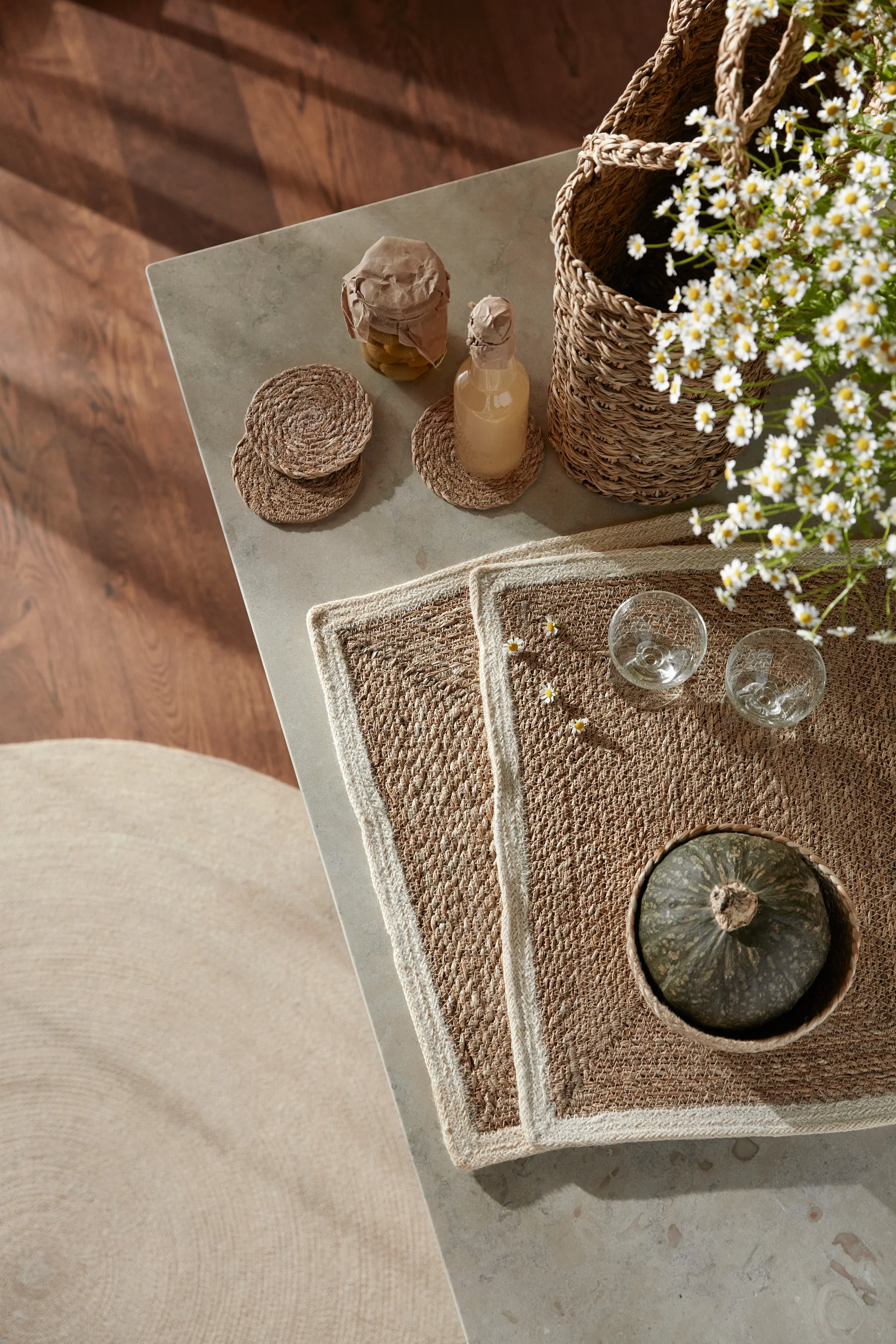 Emil placemat, naturel-wit Dixie