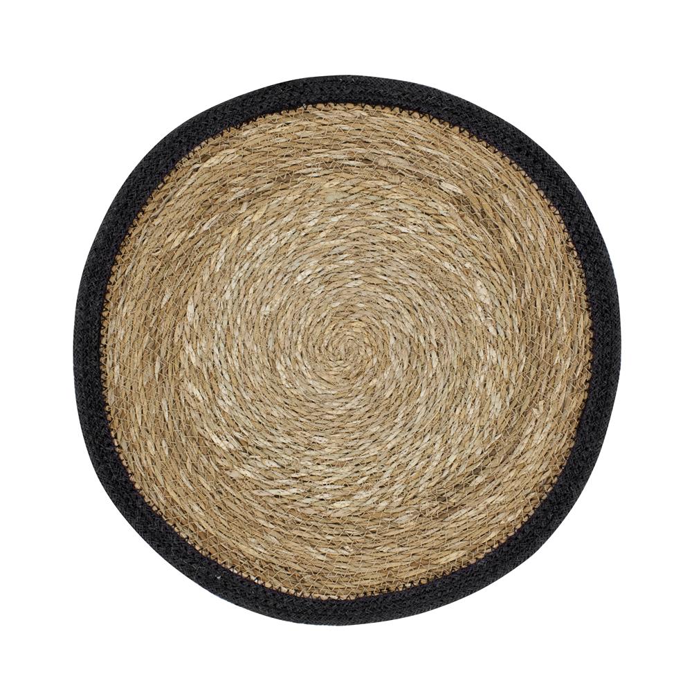 Dixie Emil placemat rond naturel-zwart | Scandinavisch Interieur | Placemats | Beige