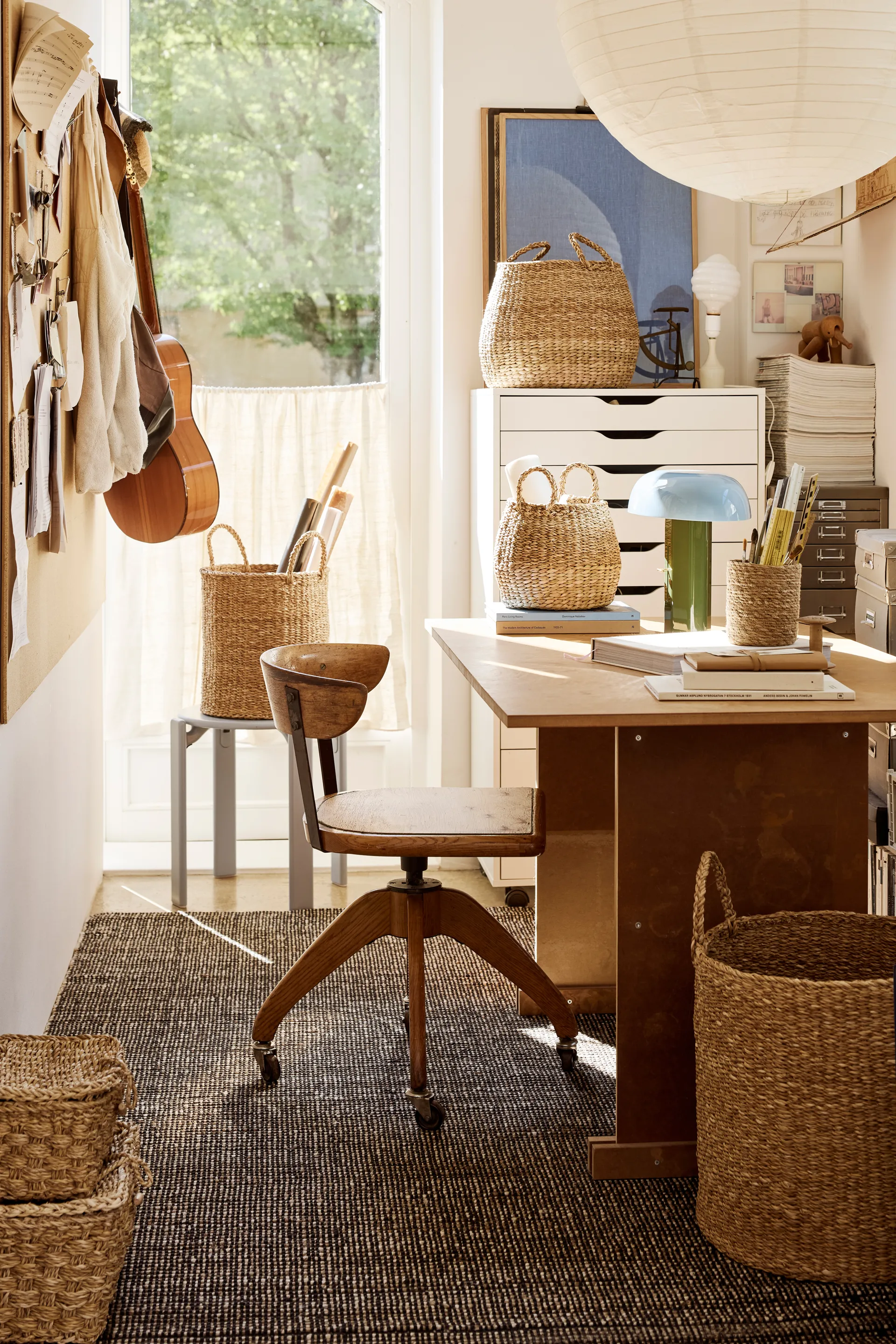 Esther cylinder opbergmand met handvat 2-pack, Natural Dixie