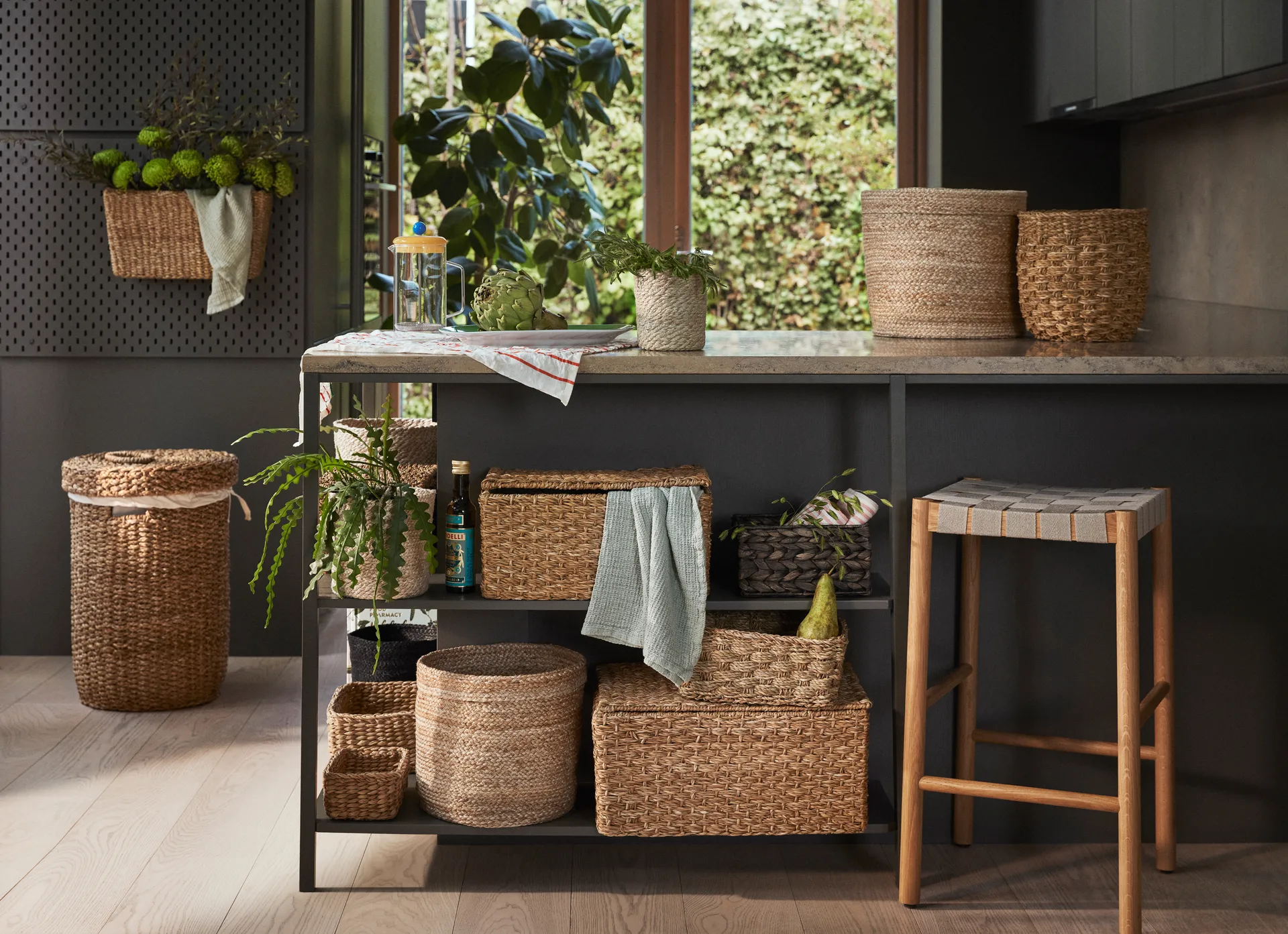 Esther wandhangende opbergmand 40x16x22 cm, Natural Dixie