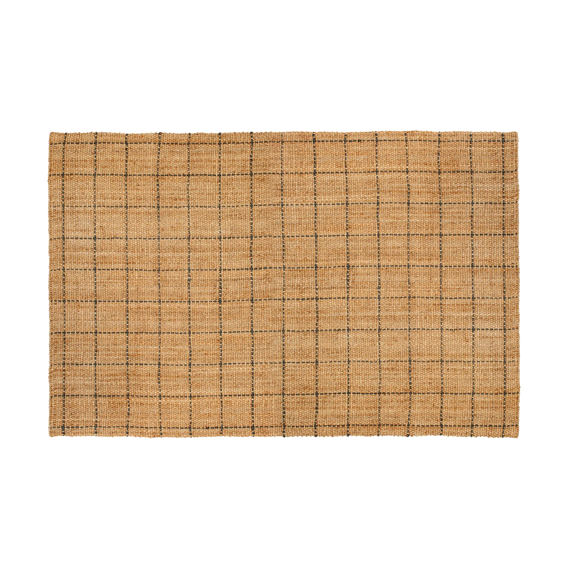 Freja jute vloerkleed geruit 190x290 cm, Natural-dark grey Dixie
