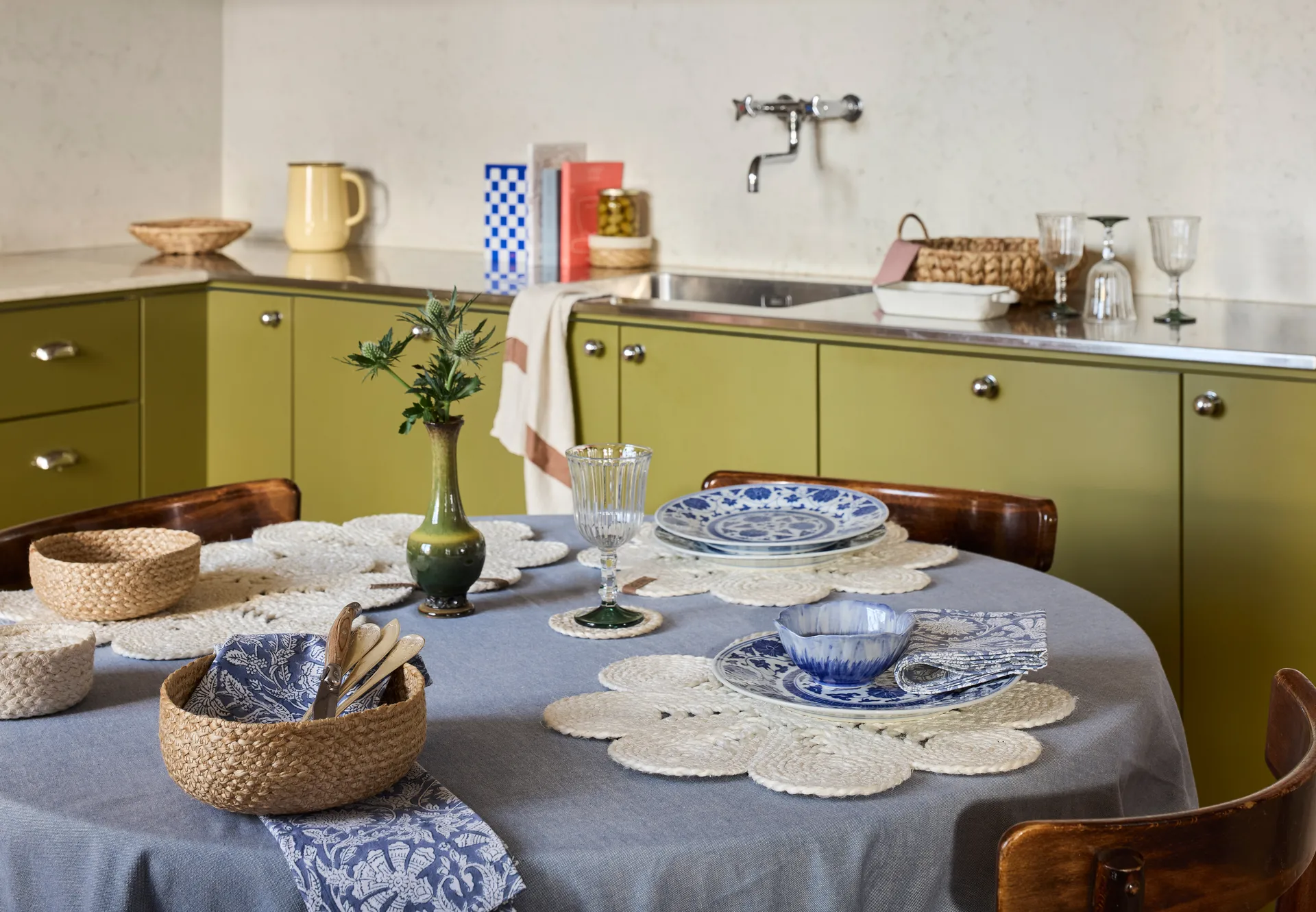 Gevlochten broodmand 3-pack, Natuur Dixie